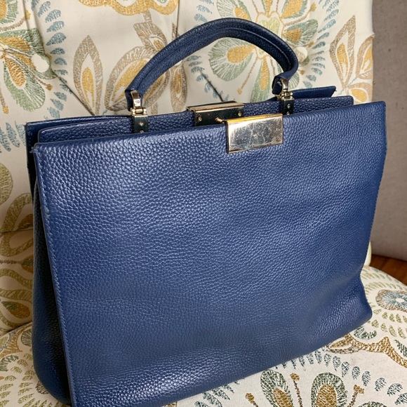Kate Spade Pebbled Blue Leather Jewel Handbag - Picture 8 of 10
